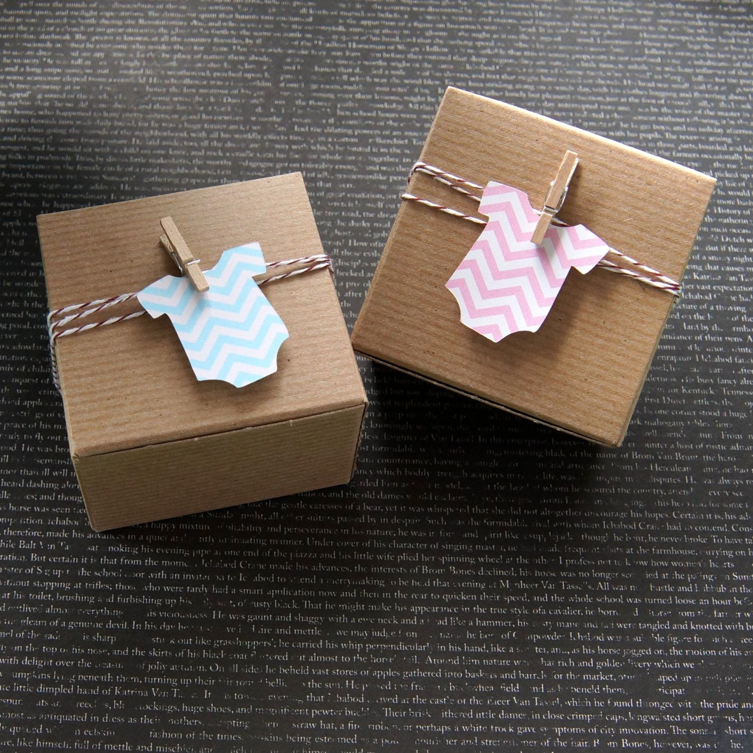 Baby Boy Gift Wrap Ideas
 12 Chevron Baby Bodysuit or Romper Baby Shower Favor Box