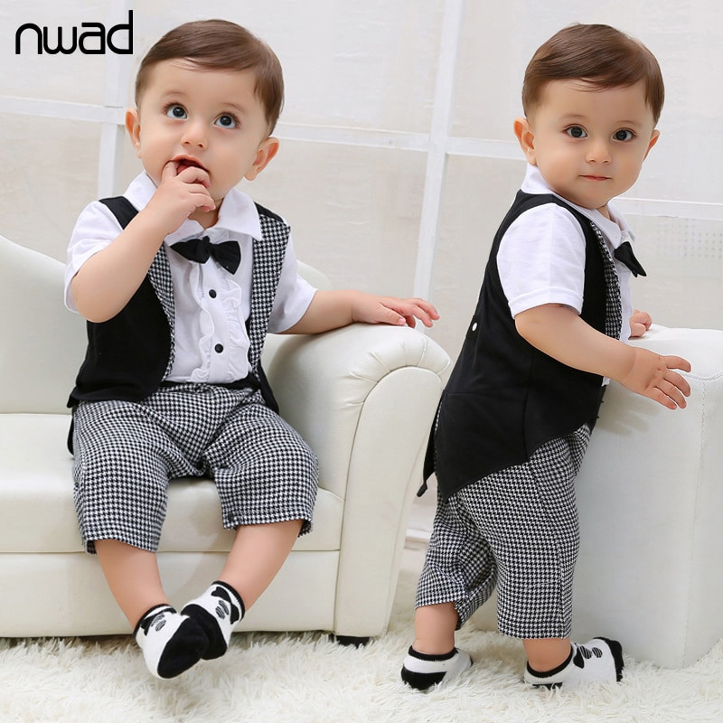 Baby Boy Party Outfits
 Baby Boy Tuxedos Romper 2017 New Summer Gentleman Plaid