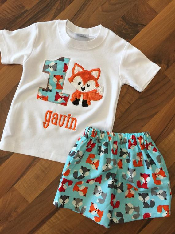 Baby Boy Party Outfits
 Baby boy fox birthday party outfit first birthday
