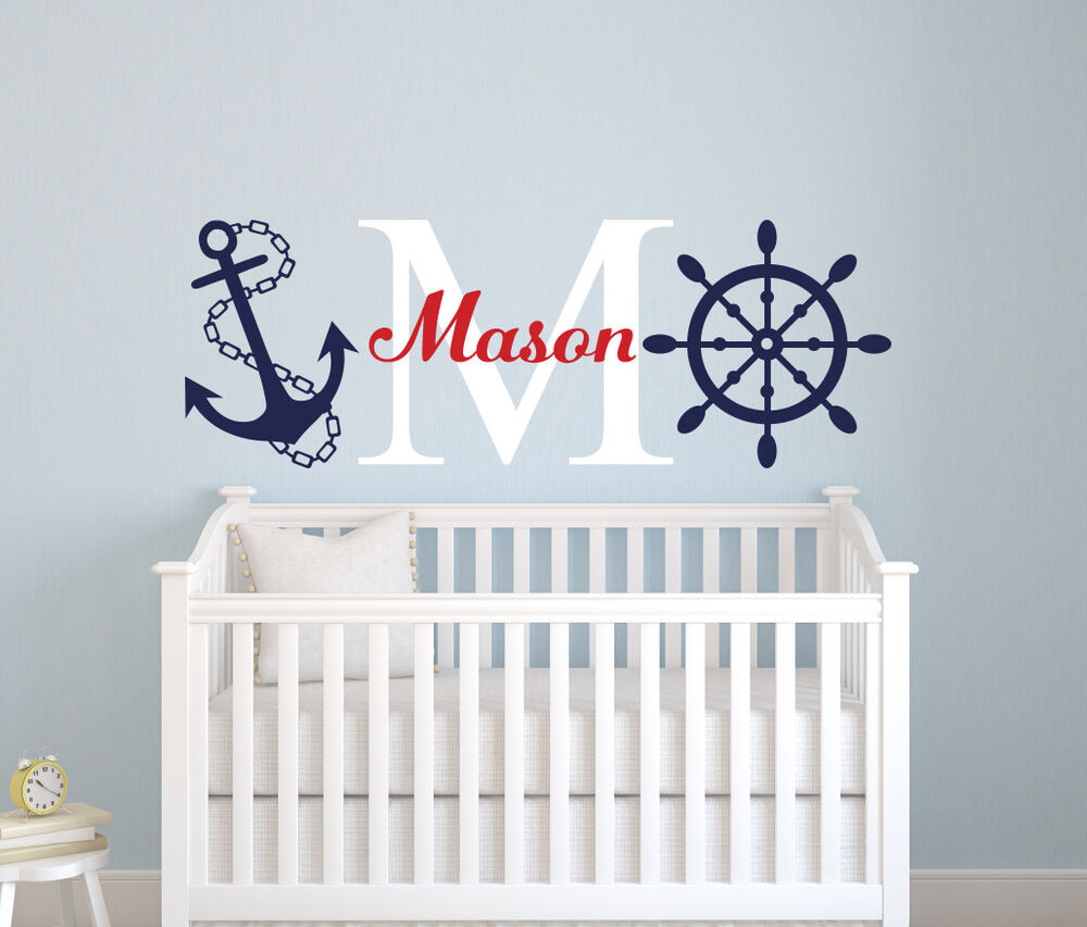 Baby Boy Wall Decor Stickers
 Custom Nautical Boy Name Wall Decal Nautical Decor