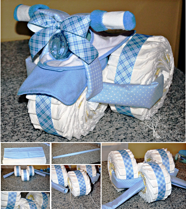 Baby Diaper Cake Diy
 Wonderful DIY Creative Tricycle Diaper Cake