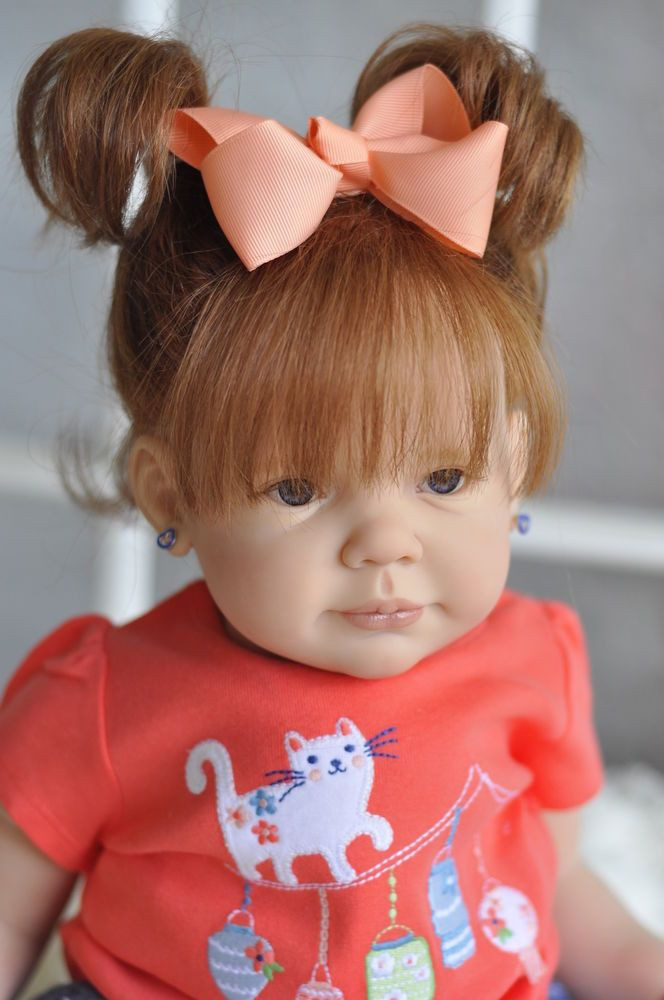 Baby Dolls With Red Hair
 REBORN Adorable Baby Girl Aurburn Human Hair Dark Blue Eyes Chloe