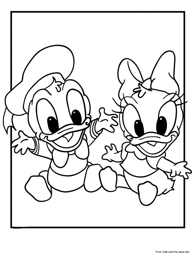 Baby Donald Duck Coloring Pages
 Printable Donald and Daisy Duck Baby Disney Coloring