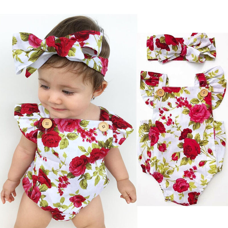 Baby Fashion Clothes
 Newborn Baby Girl Clothes Flower Jumpsuit Romper Bodysuit