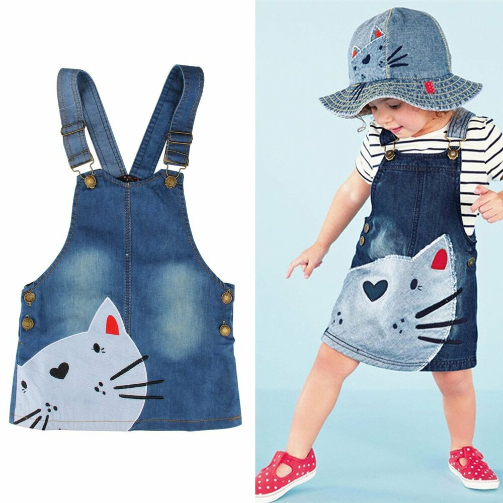 Baby Fashion Clothes
 Summer Cute Cat Baby Kids Girls Toddler Denim Jeans
