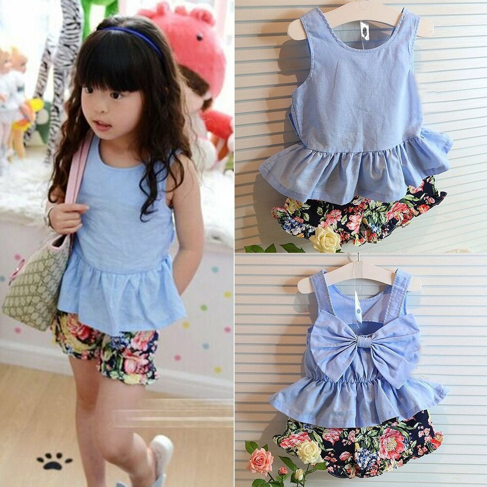 Baby Fashion Clothes
 Toddler Kids Baby Girl Clothes Bowknot T shirt Tops Dress