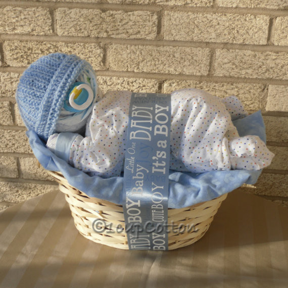 Baby Gifts Ideas Pinterest
 Deluxe Boy Napping Baby BasketTM in Blue by 1cupCotton on