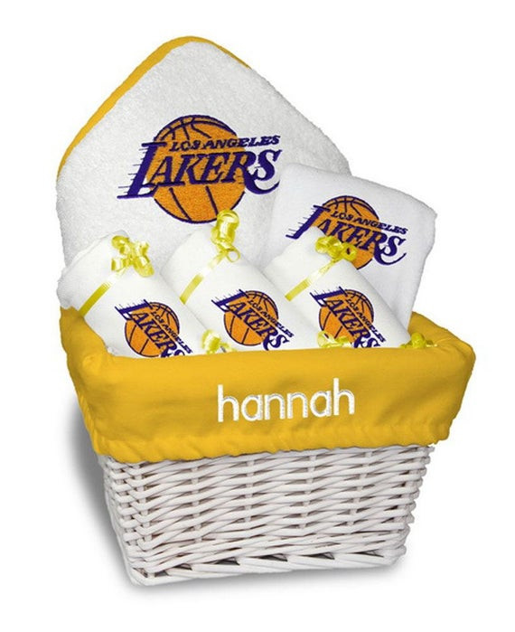 Baby Gifts Los Angeles
 Personalized Los Angeles Lakers Baby Gift Basket Bib 3 Burp