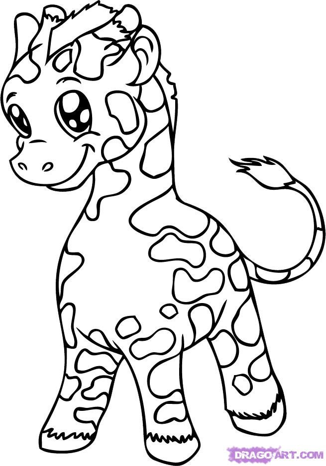 Baby Giraffe Coloring Page
 How to Draw a Baby Giraffe Step by Step safari animals