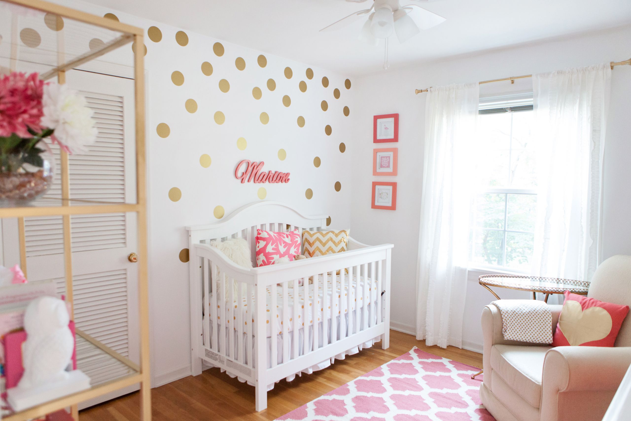 Baby Girl Bedroom Decoration
 Marion s Coral and Gold Polka Dot Nursery Project Nursery