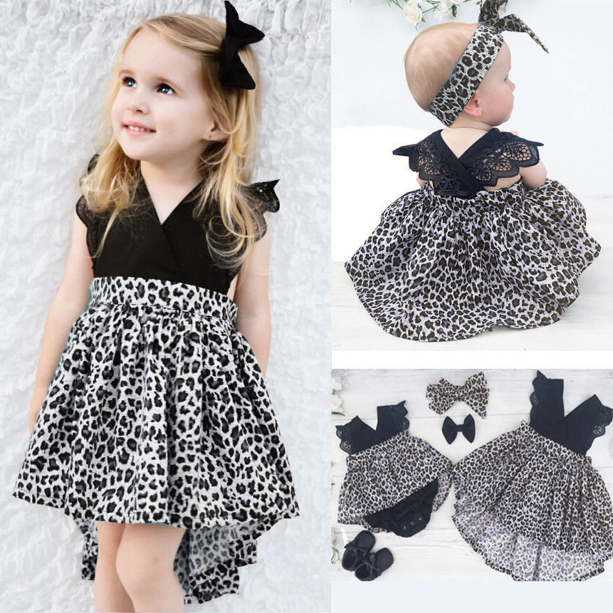 Baby Girl Fashion Outfits
 0 7Y Fashion Baby Girl Clothes Leopard Suit Lace Ruffles