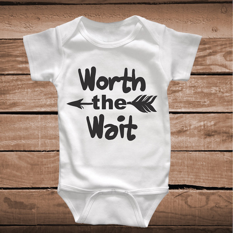 Baby Onesie Quotes
 Worth The Wait Cute Baby Crawler Clever Sayings esies