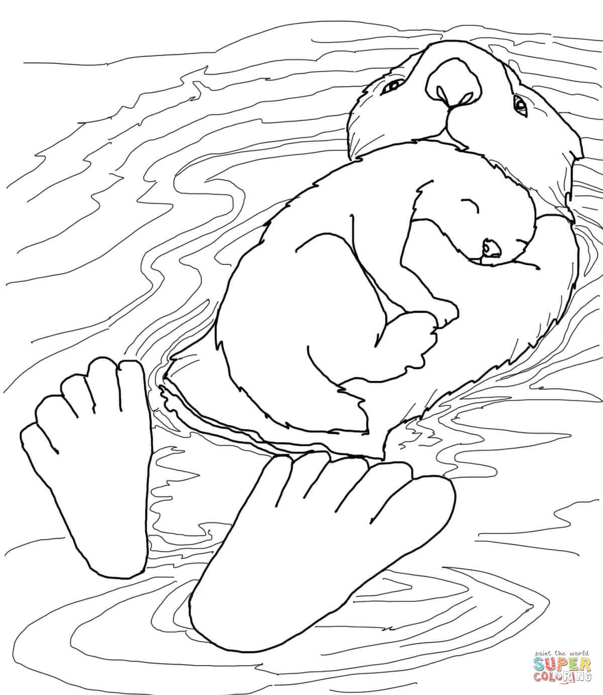 Baby Otter Coloring Pages
 Sea Ottter with Baby coloring page