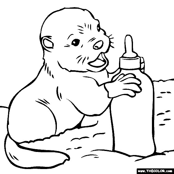Baby Otter Coloring Pages
 Free line Coloring Pages TheColor