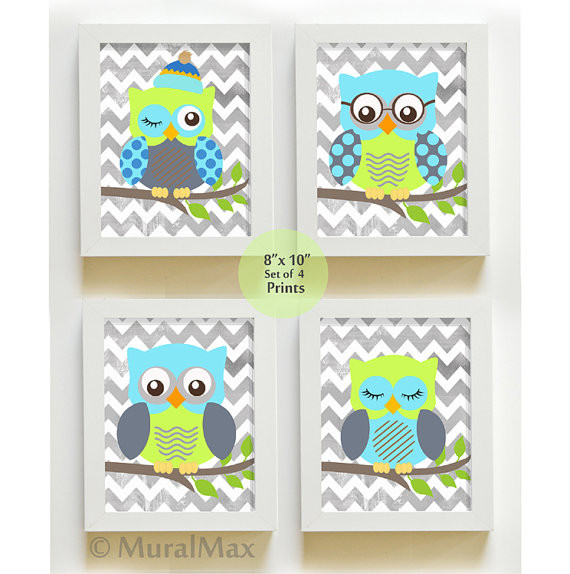 Baby Owl Decor
 Baby Room Decor Owl Decor Nursery art Set of 4 Prints