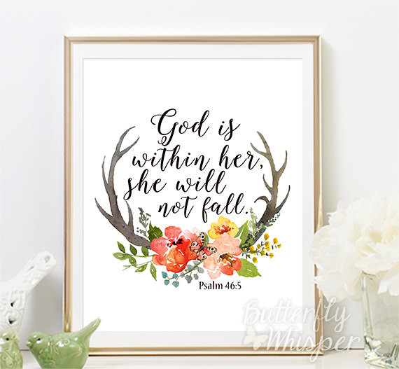 Baby Quotes Bible
 Psalm 46 5 Christian wall art scripture print Nursery Bible
