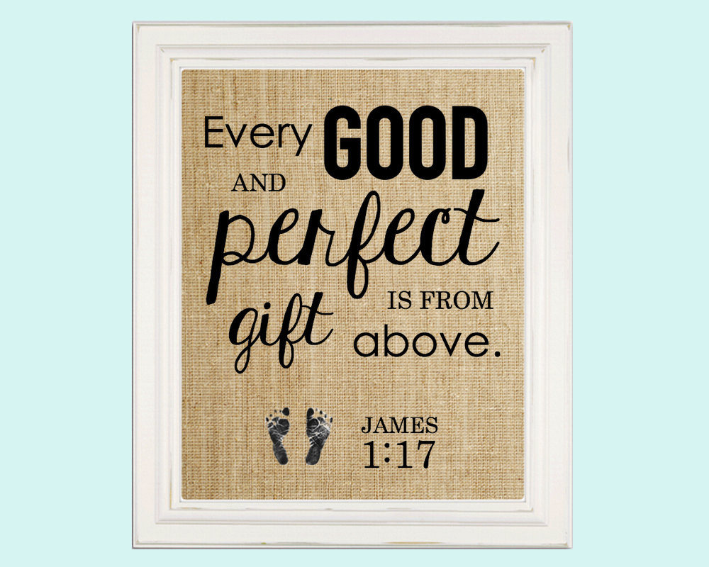 Baby Quotes Bible
 Baby Shower Gift Nursery Decor Baby Bible Verse James 1 17