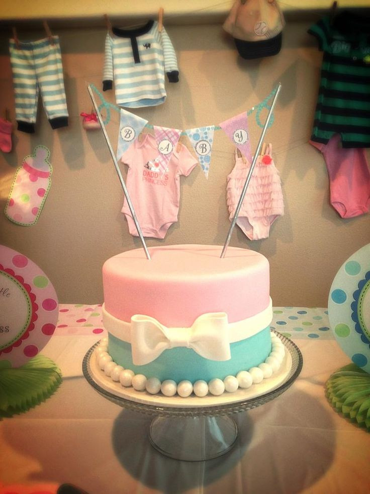 Baby Reveal Party Cakes
 30 best Tutu and bow tie baby shower images on Pinterest