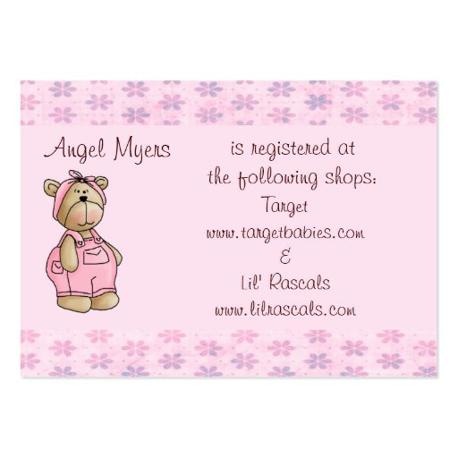 Baby Shower Gift Cards Wording
 Baby Bear Gift Registry Card Business Cards Pack