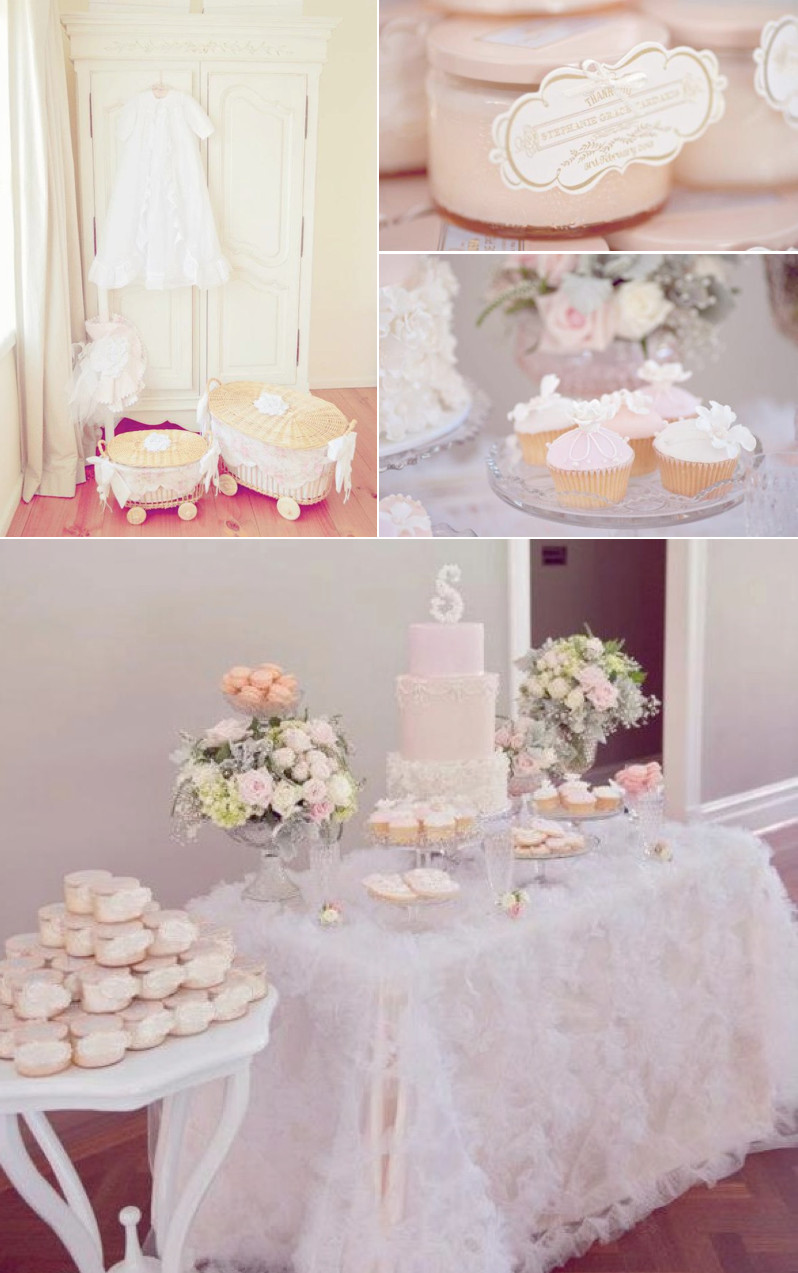Baby Shower Party Ideas For Girl
 Kara s Party Ideas Vintage Pink Girl Christening Baptism