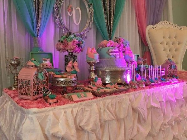 Baby Shower Party Ideas For Girl
 Teal And Pink Modern Chic Baby Shower Treat Table