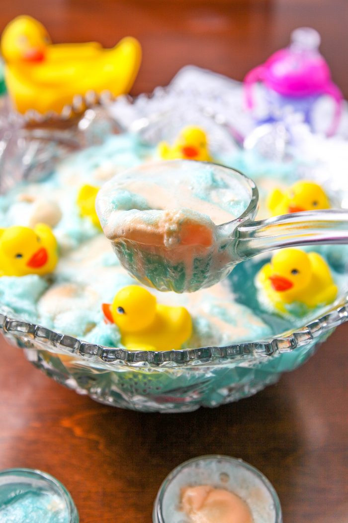 Baby Shower Punch Recipes Blue
 Super Frothy Blue Baby Shower Punch With Ducks