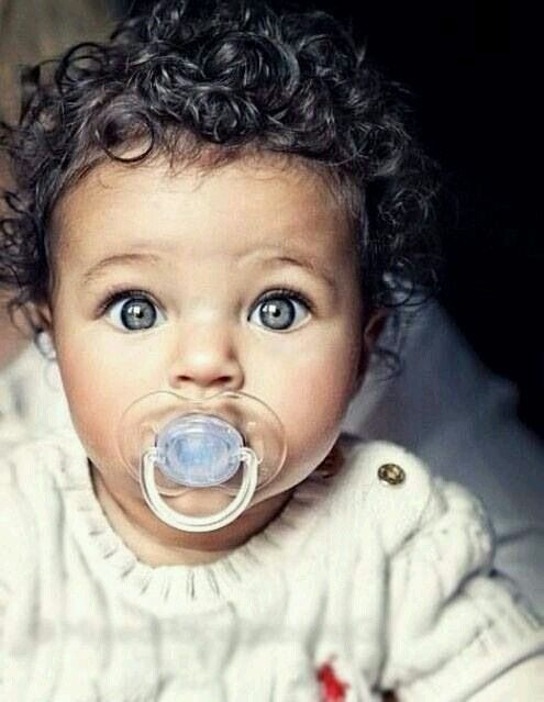 Baby With Grey Hair
 Beautiful baby grey eyes and small bounce curly hair