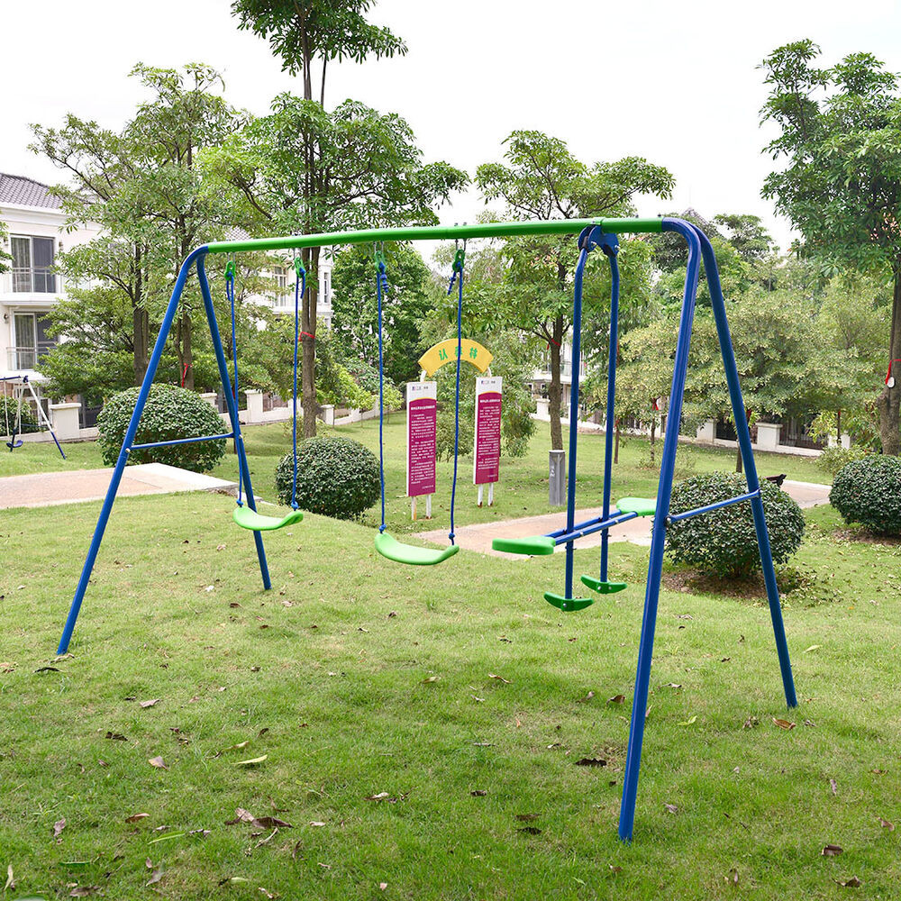 Backyard Swing For Kids
 Children Playground Metal Swing Set Swingset Outdoor Play