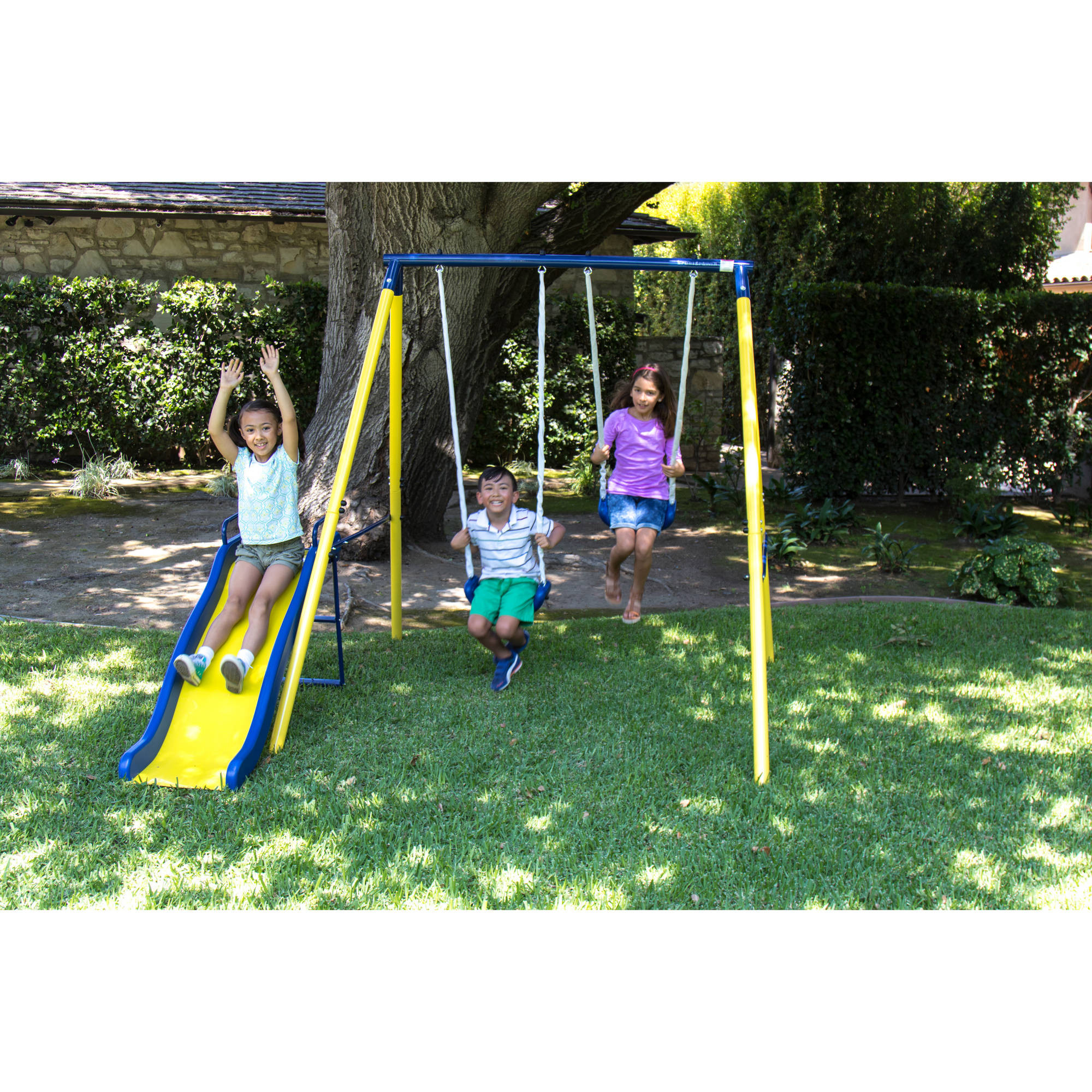Backyard Swing For Kids
 Sportspower Power Play Time Metal Swing Set Outdoor Kids