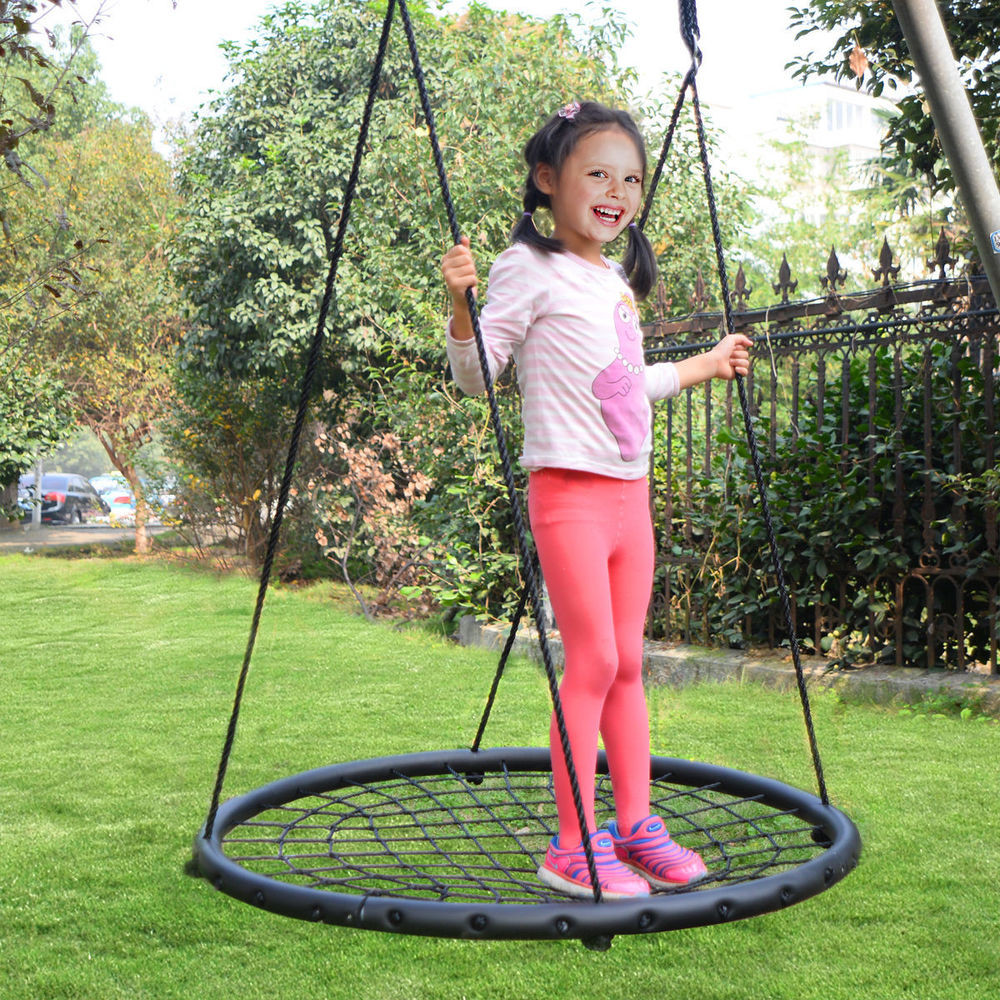 Backyard Swing For Kids
 40" Wide Tree Net Swing Outdoor Spider Web Swing Children