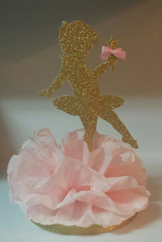 Ballerina Birthday Decorations
 Gold glitter Ballerina birthday party or baby shower