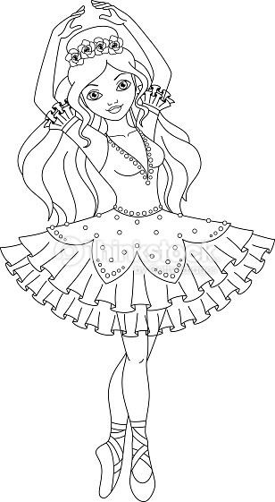 Ballerina Coloring Pages For Kids
 Beautiful princess ballerina dancing in a dress