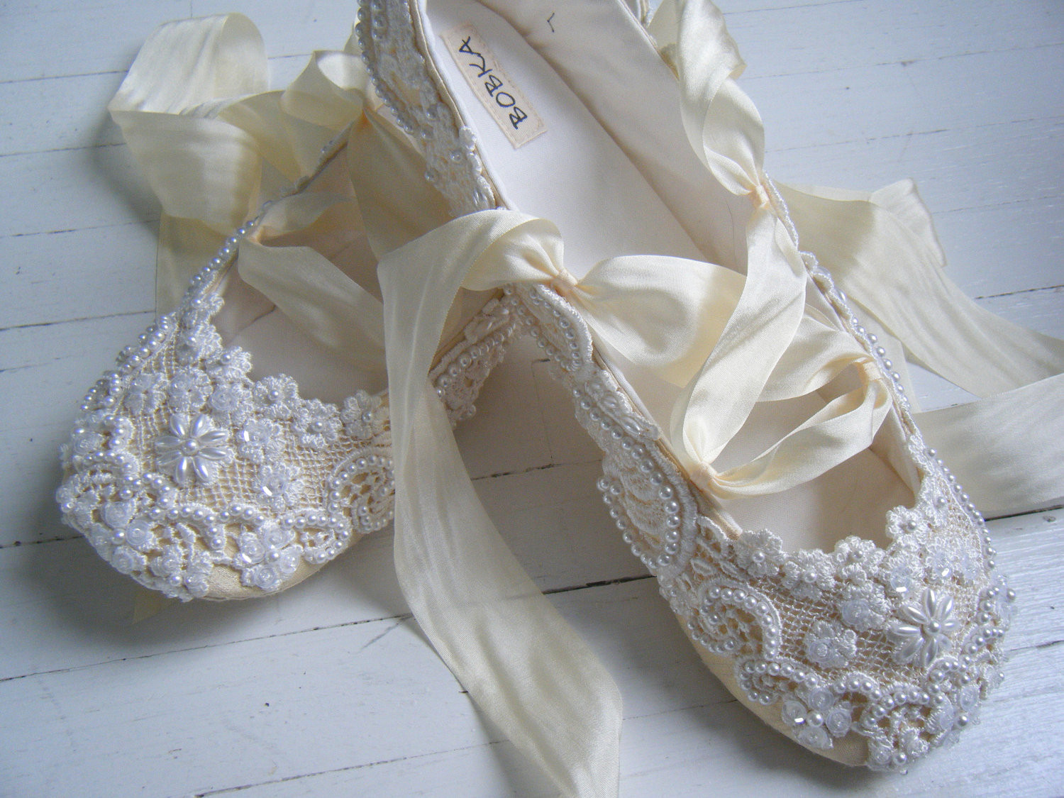 Ballerina Wedding Shoes
 Champagne Wedding Ballet Shoes Bridal flats Bobka by BobkaBaby