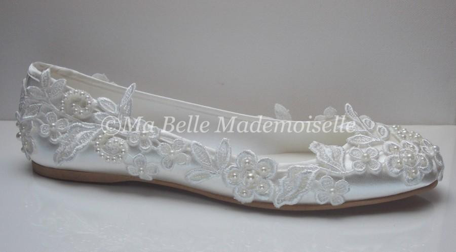 Ballerina Wedding Shoes
 Ivory Lace Flat Ballerina Bridal Wedding Shoes