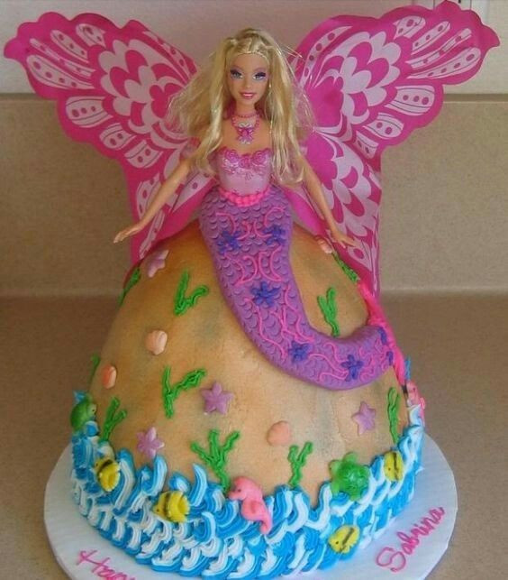 Barbie Mermaid Birthday Party Ideas
 Barbie Mermaid cake with butterfly wings