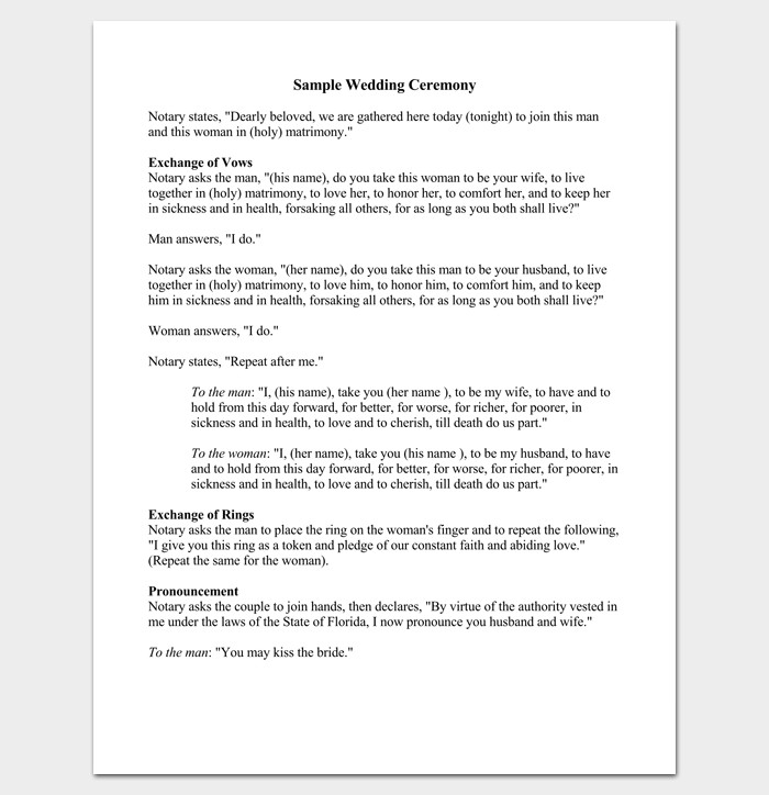 Basic Wedding Vows
 Wedding Outline Template 13 For Word and PDF Format
