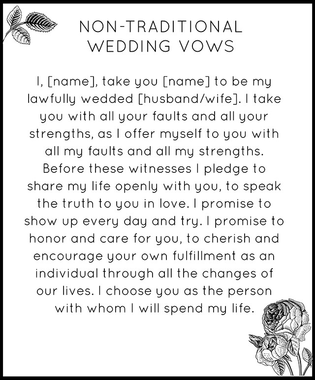 Basic Wedding Vows
 Modern Non Traditional Wedding Vows Snippet & Ink