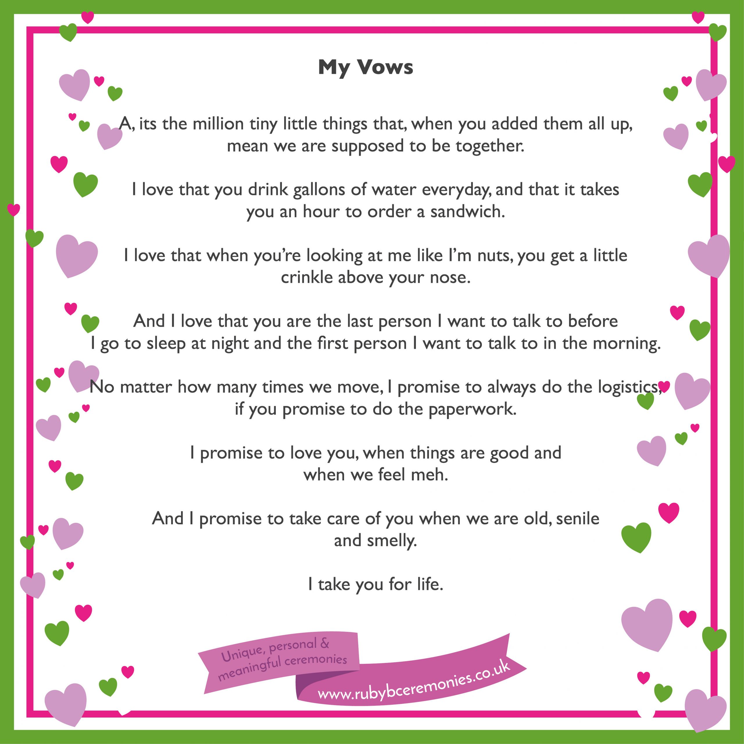 Basic Wedding Vows
 A simple way to write your wedding vows Ruby B