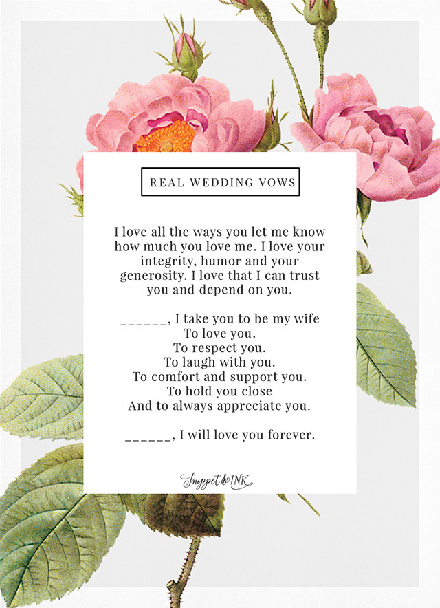 Basic Wedding Vows
 Real Wedding Vows that are Thoughtful & Simple Snippet & Ink