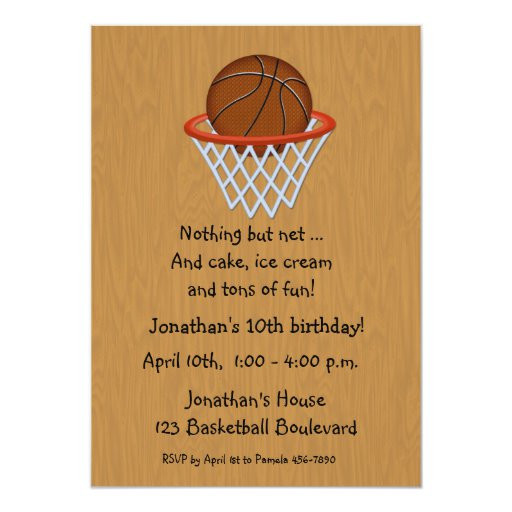 Basketball Birthday Party Invitations
 Basketball Themed Birthday Invitation