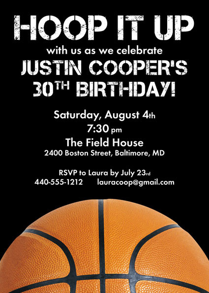 Basketball Birthday Party Invitations
 Basketball Theme Custom