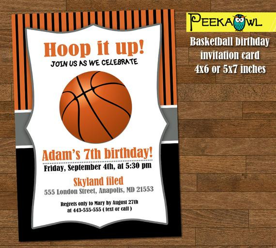 Basketball Birthday Party Invitations
 Printable Boys Basketball Birthday Invitation Boy Birthday