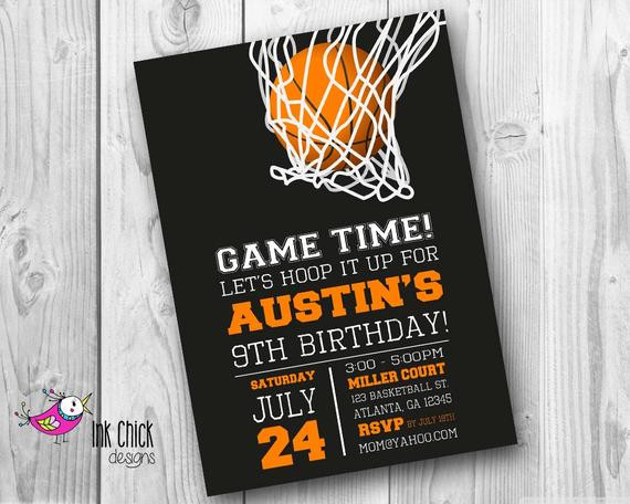 Basketball Birthday Party Invitations
 Basketball Birthday Invitation Sports Invitation Basketball