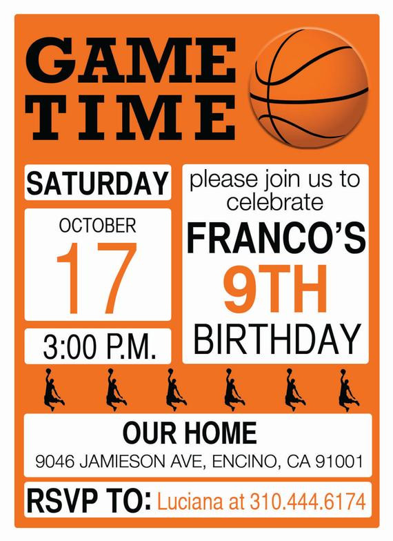 Basketball Birthday Party Invitations
 Basketball theme Birthday Party Invitations by