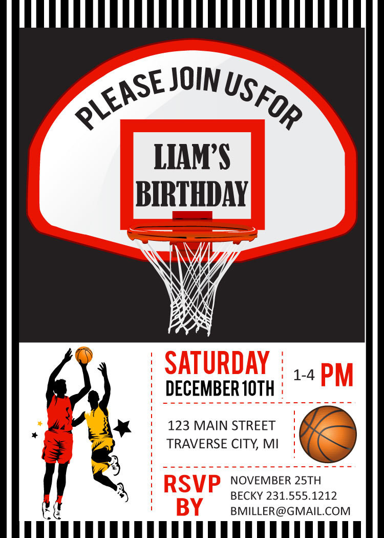 Basketball Birthday Party Invitations
 Basketball Birthday Party Invitations Digital File DIY