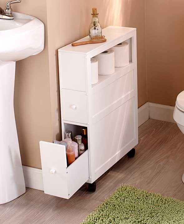 Bathroom Counter Storage
 NEW Rolling Slim Bathroom Storage Organizer Cabinet Toilet