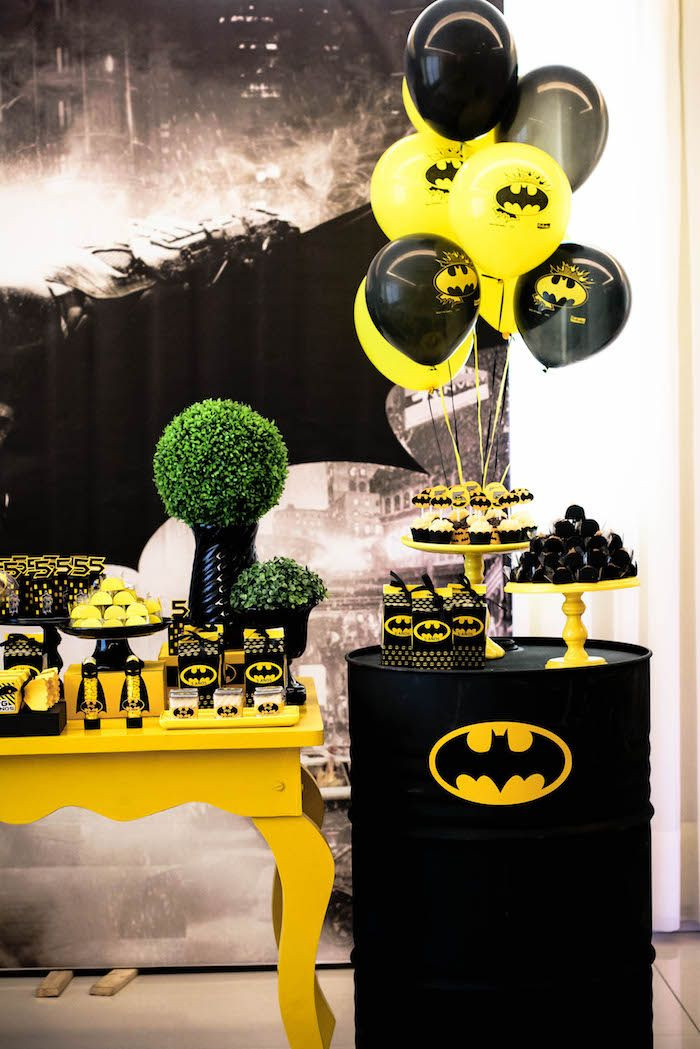 Batman Birthday Party Decorations
 Black and Yellow Batman Birthday Party