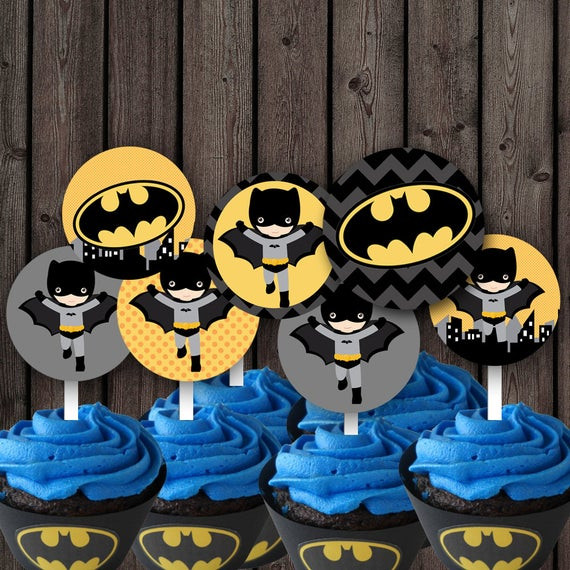 Batman Birthday Party Decorations
 Batman cupcake toppers batman party supplies printable