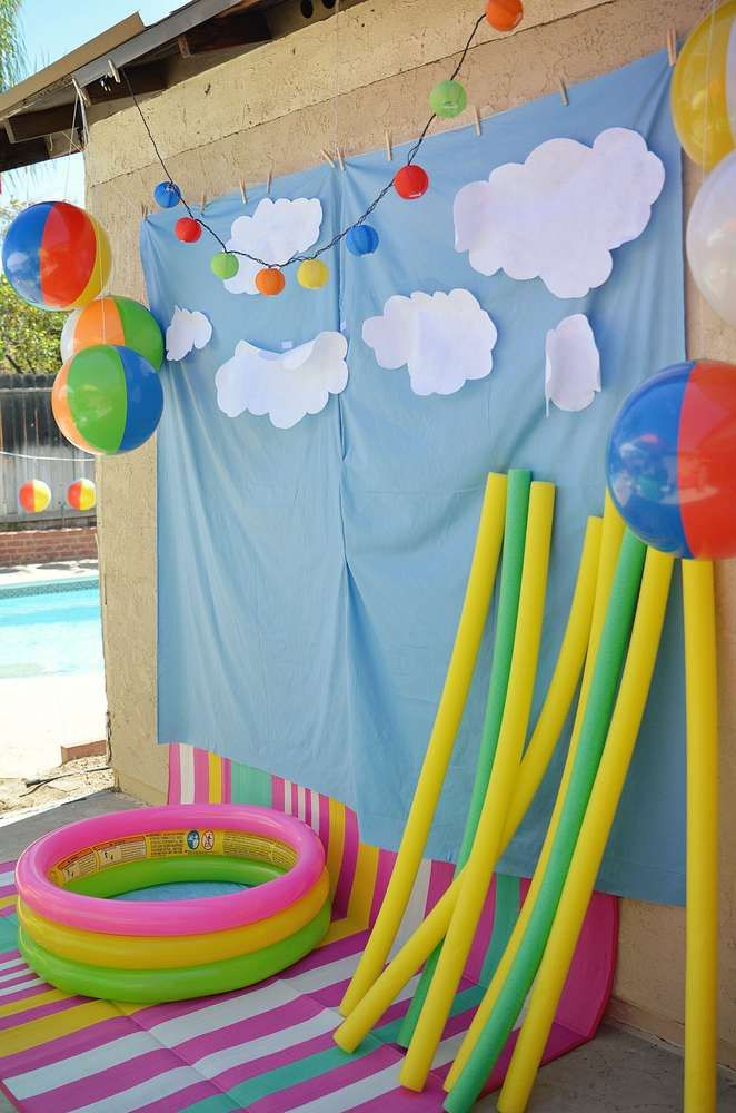 Beach Birthday Party Ideas For Kids
 Beach ball birthday party backdrop See more party