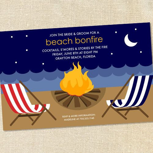 Beach Bonfire Birthday Party Ideas
 Sweet Wishes Bonfire on the Beach Party Invitations
